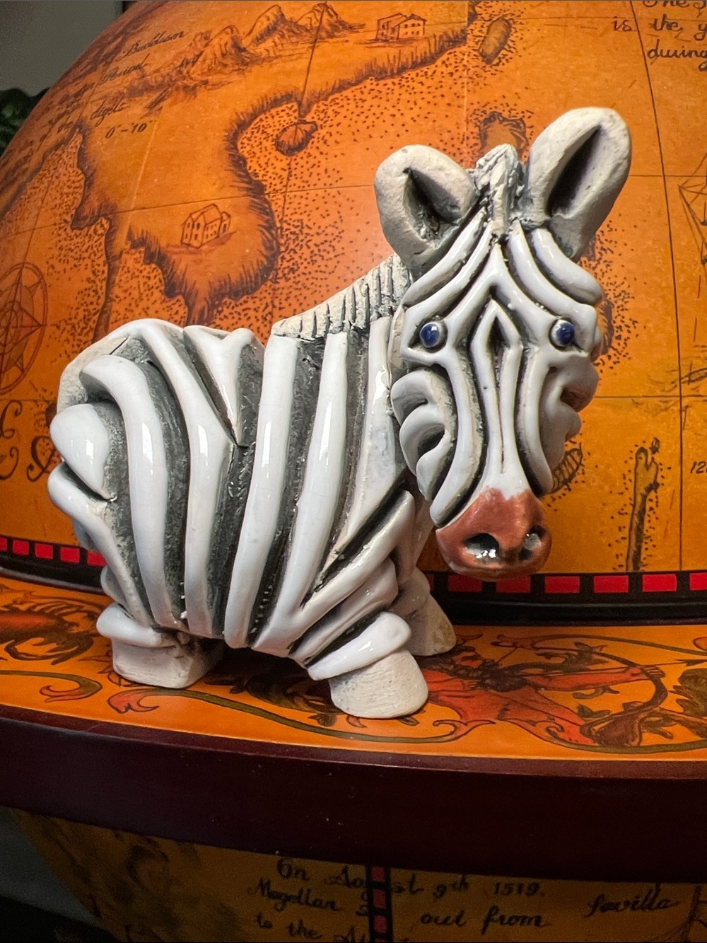 Artesania Rinconada Zebra Figure Vintage Studio Crafted DeRosa Signed Pottery